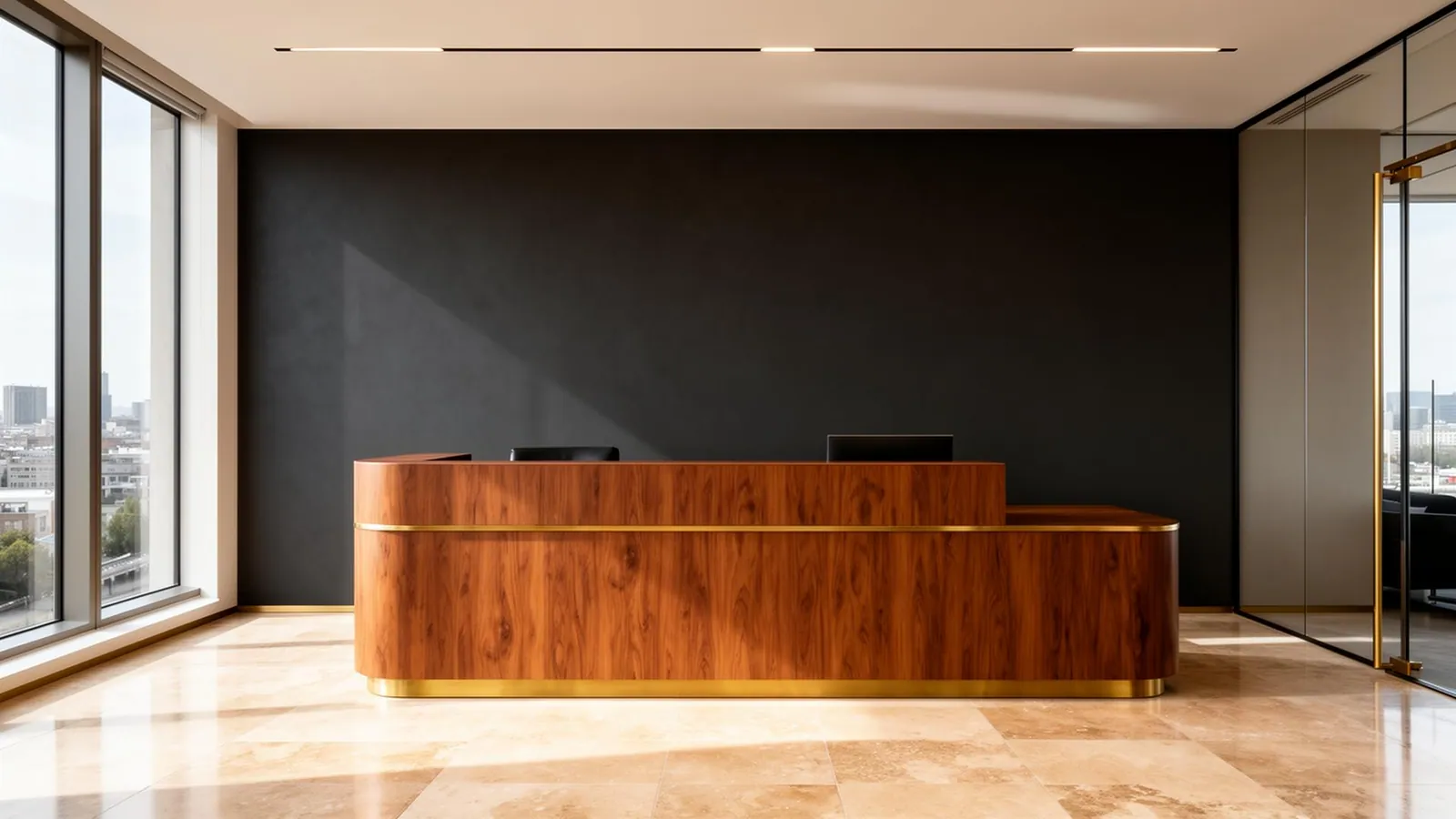 Concept vizual recepție birou cu mobilier la comandă